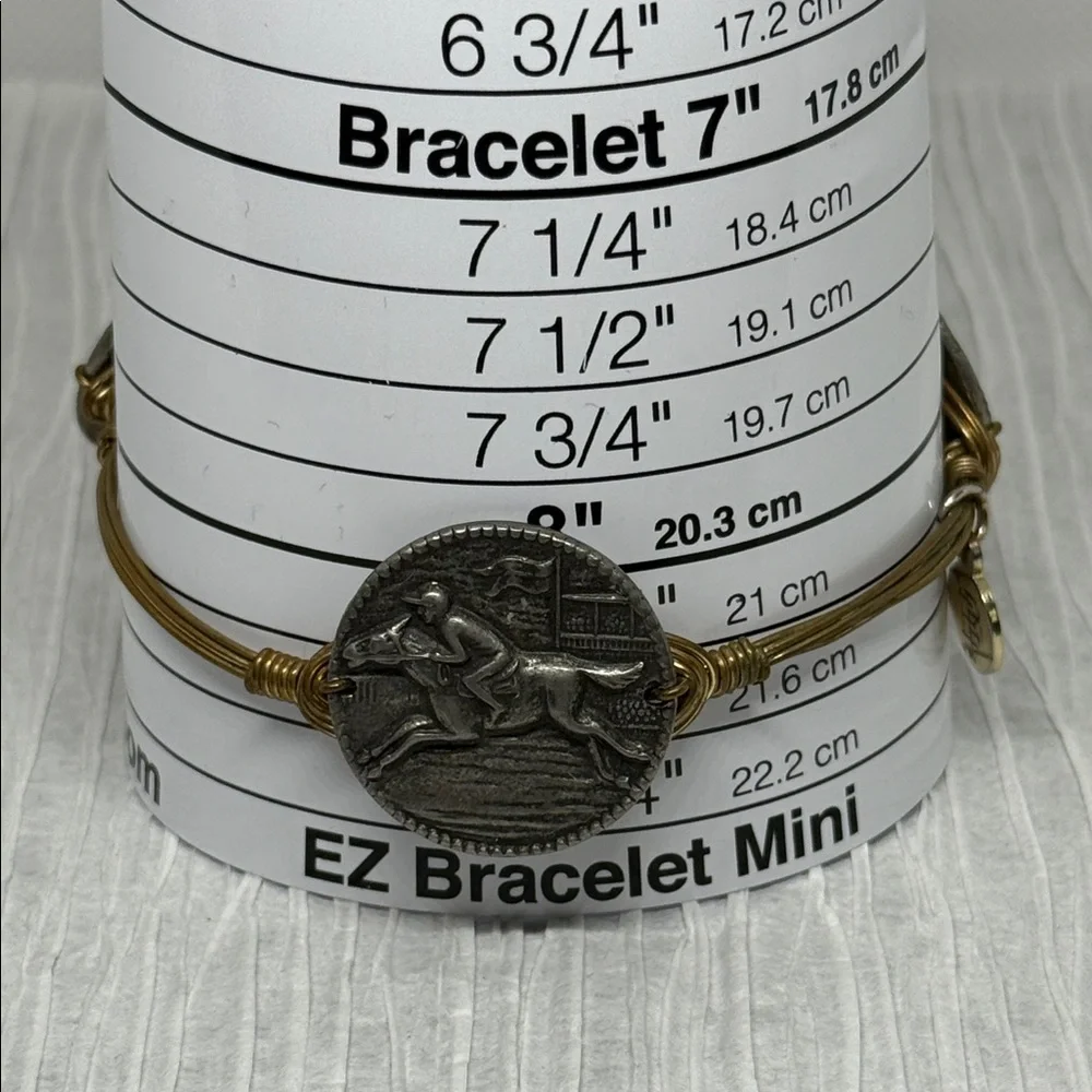 Bourbon & Bowties Gold and Silver tone racing Coin Bangle horse  Bracelet